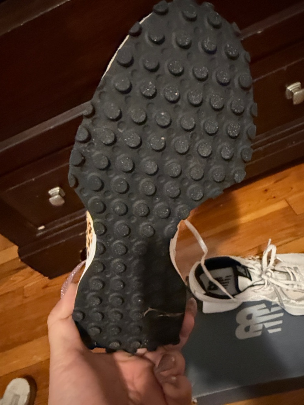 New Balance Cream Sneakers with Leopard Accent - Picture 5 of 5